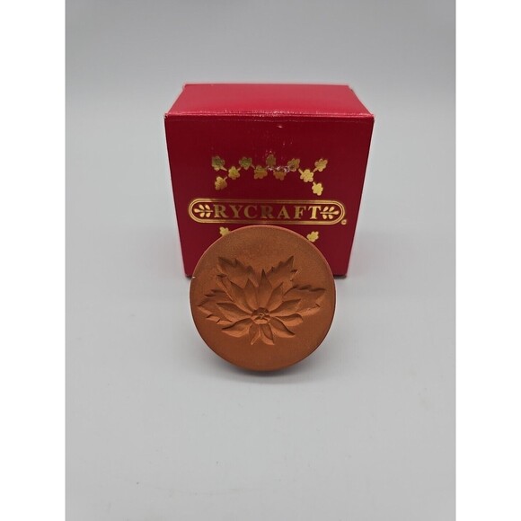 RYCRAFT Terra Cotta 2" Cookie Stamp Press Poinsettia Flower Christmas Pottery - Picture 2 of 7